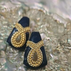 Elegant Gold and Black Earrings